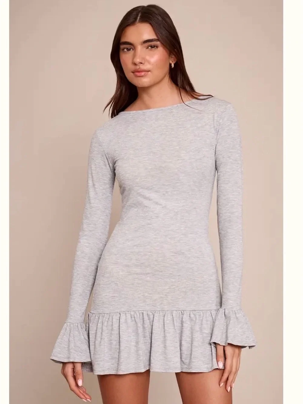 grey fitted dresses CAICJ98 Sweater Dress for Women Ribbed Knit Fitted Midi Fall Winter Bodycon Cowl Neck Dresses Plus Size Dress for Women Grey,S, Adult Unisex, Size: